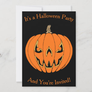 Scary Jack-o'-Lantern Halloween Design Invitation