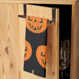 Scary Jack-o'-Lantern Halloween Design Kitchen Towel