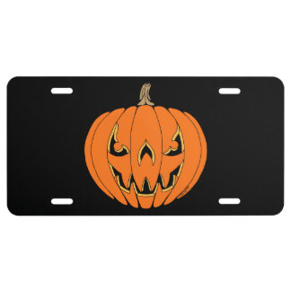 Scary Jack-o'-Lantern Halloween Design License Plate