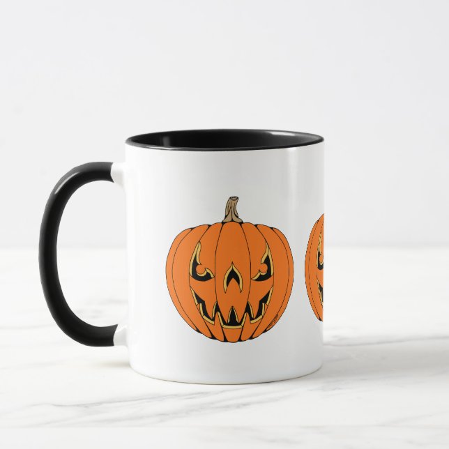 Scary Jack-o'-Lantern Halloween Design Mug (Left)