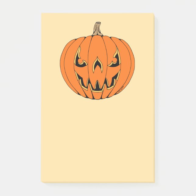 Scary Jack-o'-Lantern Halloween Design Post-it Notes (Front)