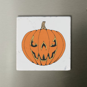Scary Jack-o'-Lantern Halloween Design Stone Magnet