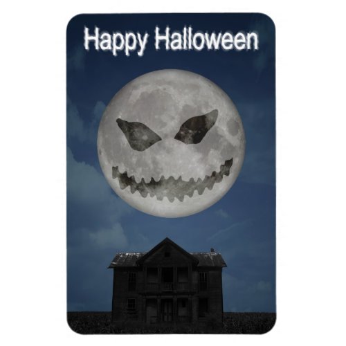 Scary Jack O Lantern Halloween Moon Magnet