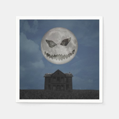 Scary Jack O Lantern Halloween Moon Paper Napkins