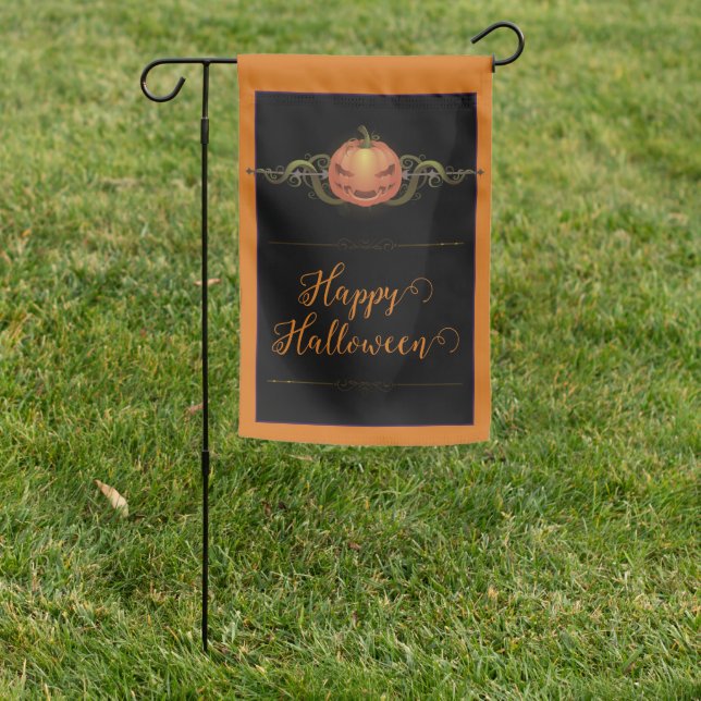 Scary Jack-o-Lantern Halloween | Orange Garden Flag (In SItu)