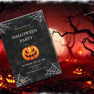 Scary Jack O' Lantern Halloween Party Card