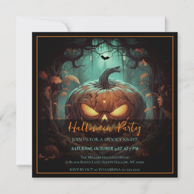 Scary Jack O Lantern Halloween Party Invitation (Front)