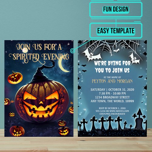 Scary Jack_o_lantern Halloween Party Invitation