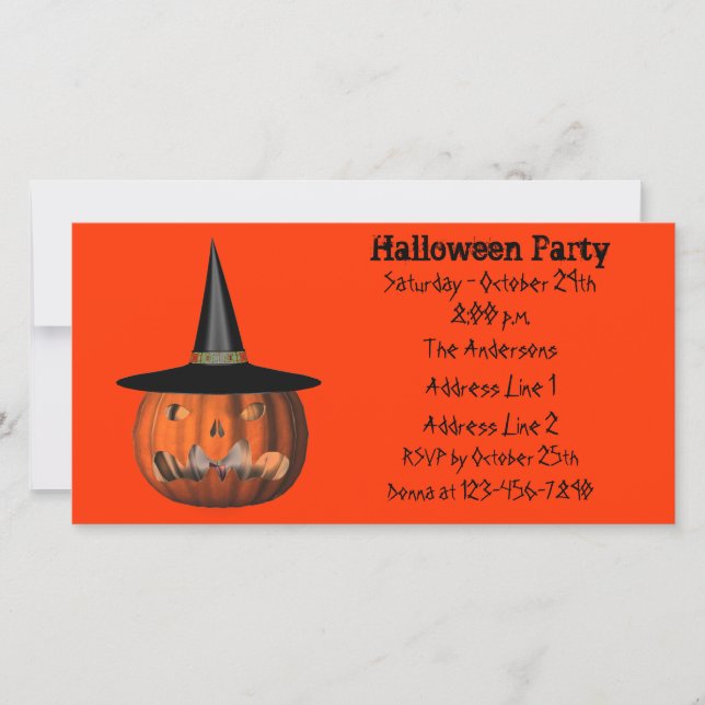 Scary Jack O Lantern Halloween Party Invite (Front)