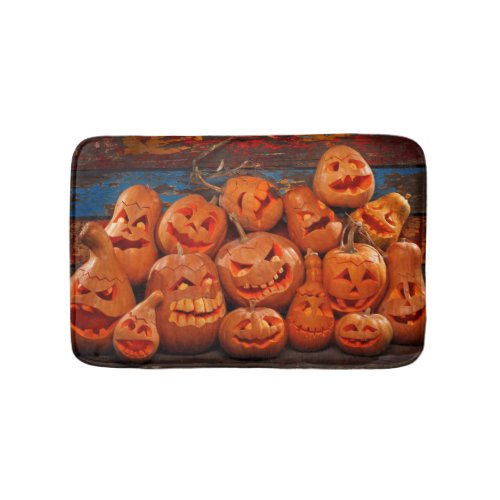 Scary Jack O Lantern Halloween Pumpkins 2 Bathroom Mat