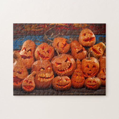Scary Jack O Lantern Halloween Pumpkins 2 Jigsaw Puzzle