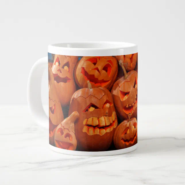 Scary Jack O Lantern Halloween Pumpkins 2 Large Coffee Mug | Zazzle