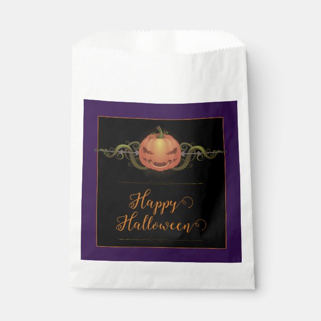 Scary Jack-o-Lantern Halloween | Purple Favor Bag (Front)
