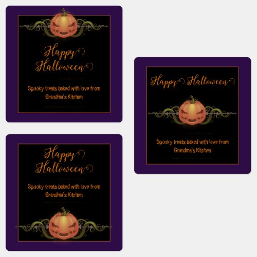 Scary Jack_o_Lantern Halloween  Purple Labels