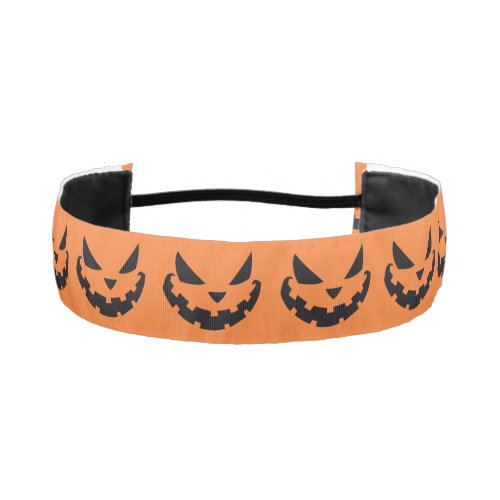 Scary Jack O Lantern Orange Halloween Athletic Headband