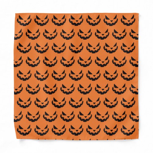 Scary Jack O Lantern Orange Halloween Bandana