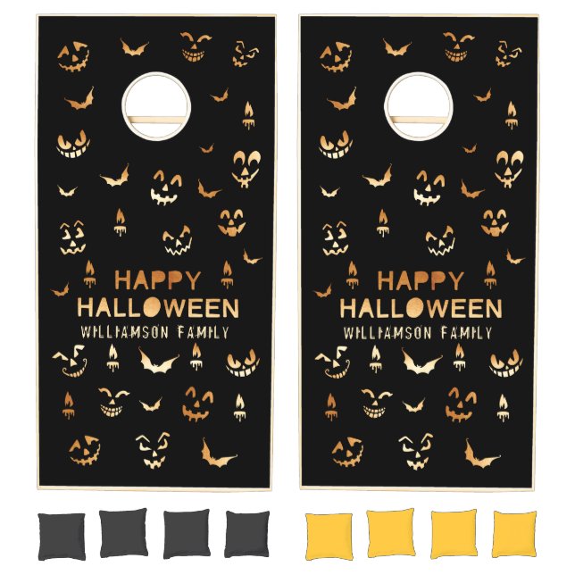 Scary Jack O Lantern Pumpkin Halloween Carving Cornhole Set (Set)