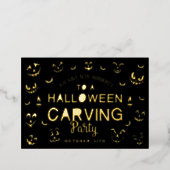 Scary Jack O Lantern Pumpkin Halloween Carving Foil Invitation (Standing Front)
