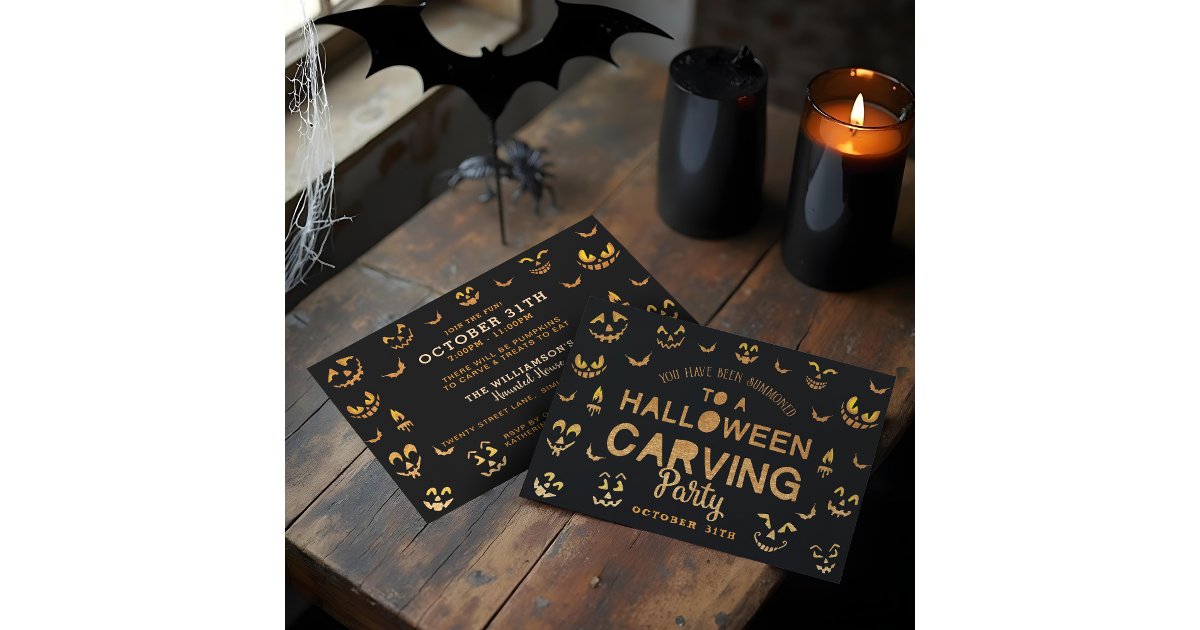 Scary Jack O Lantern Pumpkin Halloween Carving Invitation | Zazzle