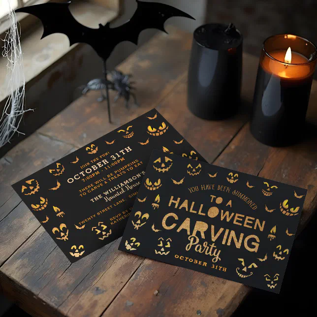Scary Jack O Lantern Pumpkin Halloween Carving Invitation | Zazzle