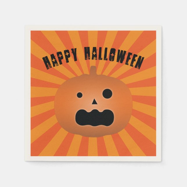 Scary Jack O Lantern Pumpkin Halloween Party Napkins (Front)