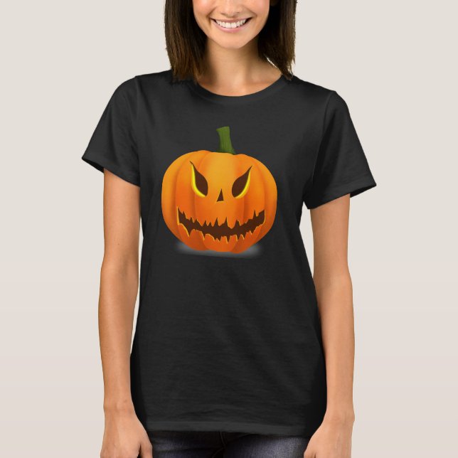 Scary Jack O'Lantern Pumpkin T-Shirt (Front)