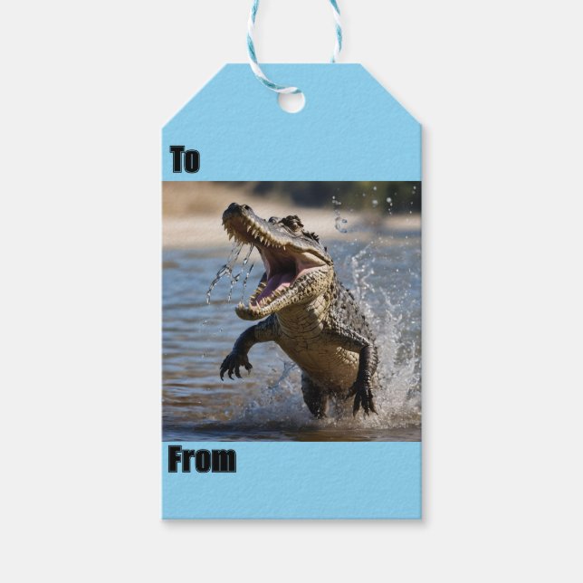 Scary Jaws: Australian Crocodile Leaping Gift Tags (Front)