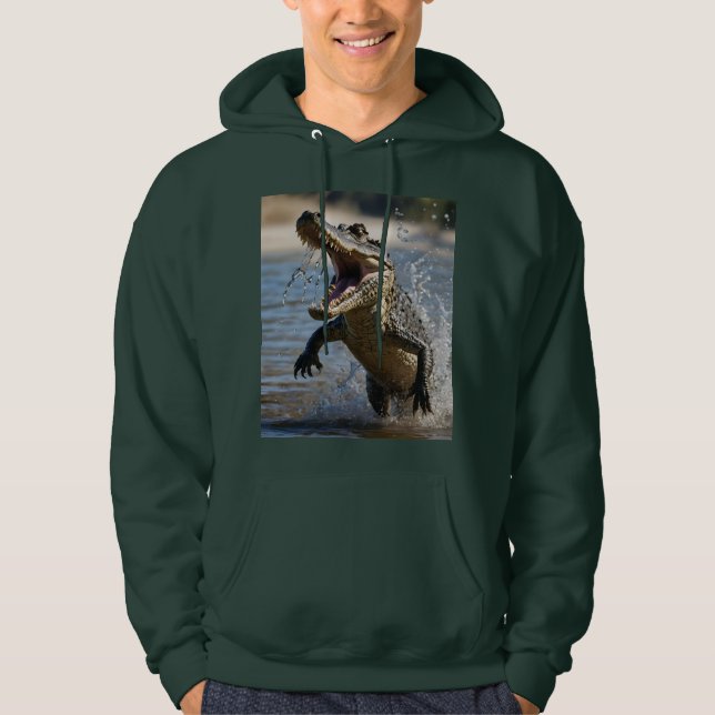 Scary Jaws: Australian Crocodile Leaping Hoodie (Front)