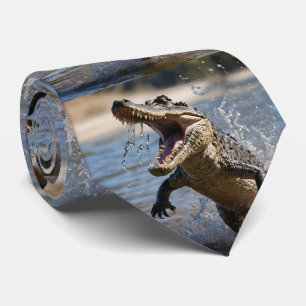 Scary Jaws: Australian Crocodile Leaping Neck Tie