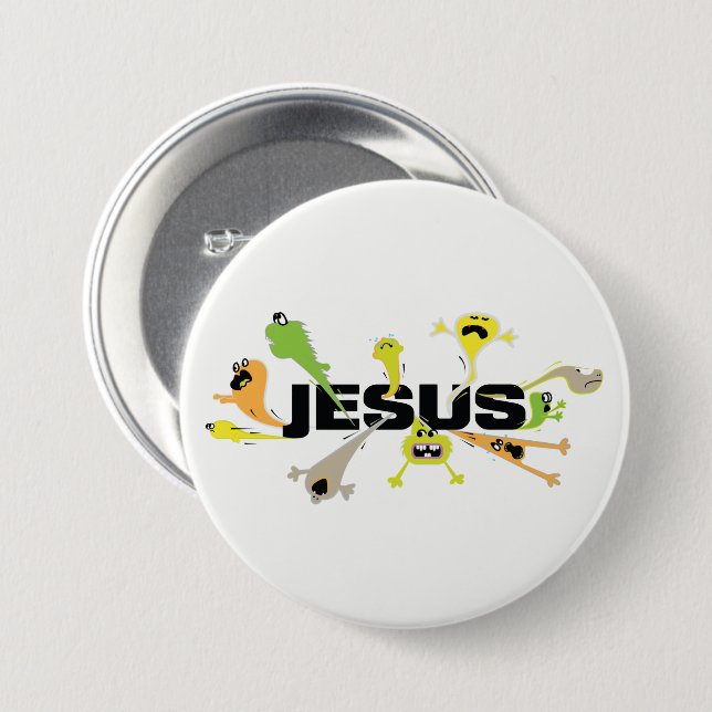 Scary Jesus (black) Button (Front & Back)