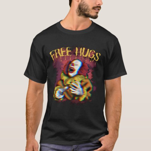 Scary Killer Evil Clown Halloween Free Hugs holo T_Shirt