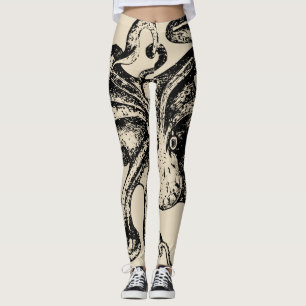 Scary Kraken steampunk art Leggings