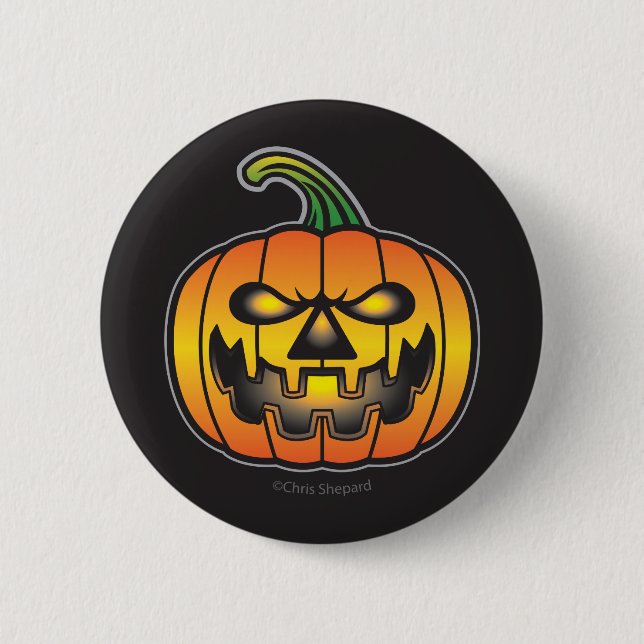 Scary Laughing Halloween Pumpkin Monster Button (Front)