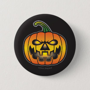Scary Laughing Halloween Pumpkin Monster Button