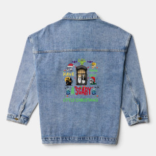 Scary Little Christmas Horror Holiday Design  Denim Jacket