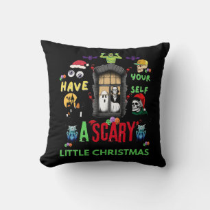 Scary Little Christmas Horror Holiday Design Throw Pillow