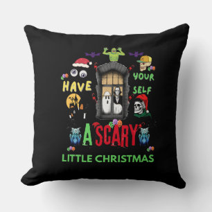 Scary Little Christmas Horror Holiday Design   Throw Pillow