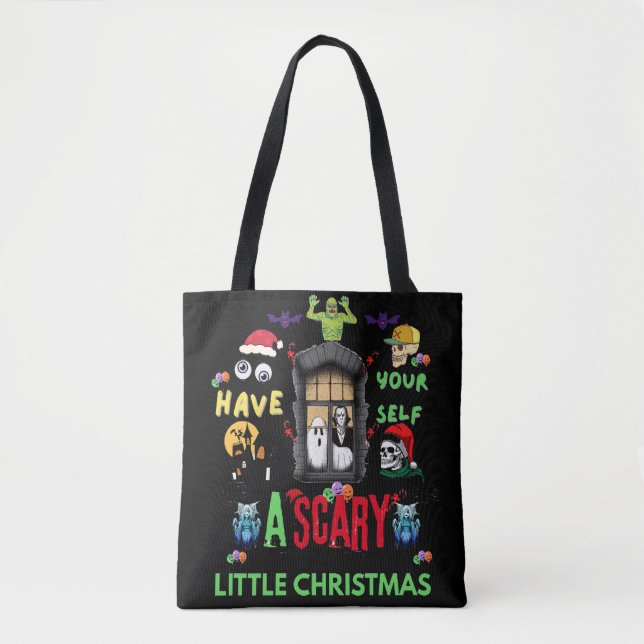 Scary Little Christmas Horror Holiday Design   Tote Bag (Front)