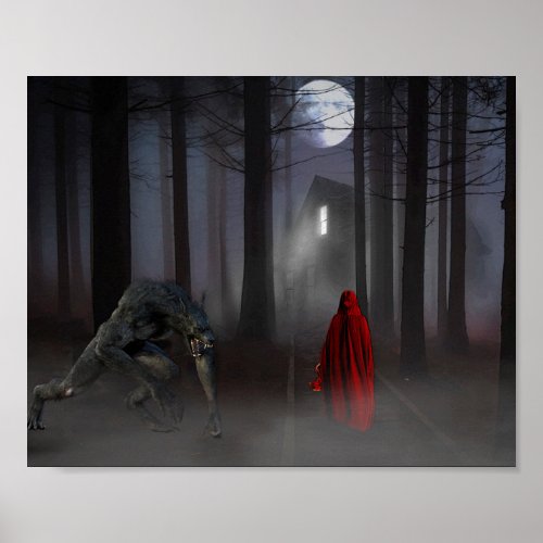 Scary Little Red Riding Hood Werewolf Poster