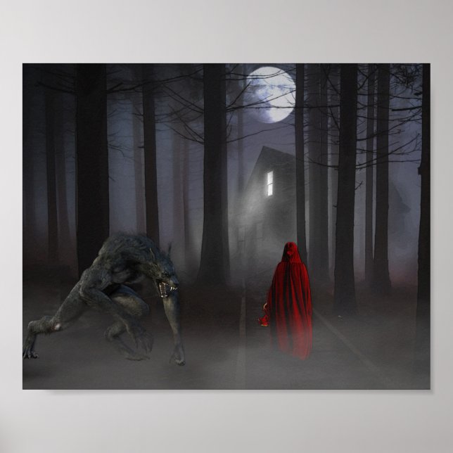 Scary Little Red Riding Hood Werewolf Poster (Front)