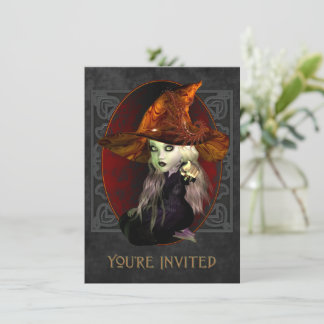 Scary Little Witch Halloween Party Invitation