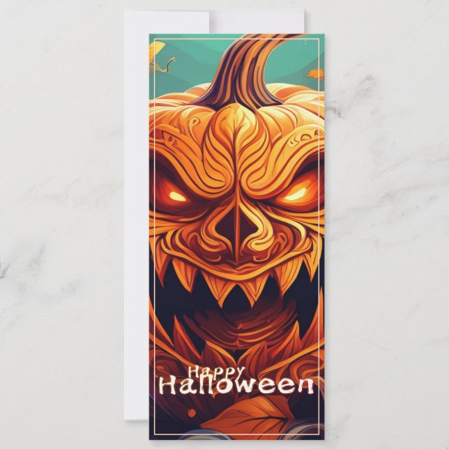 Scary Looking Orange Pumpkin with Face, Halloween (Front)