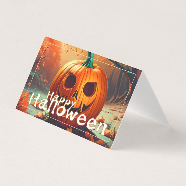 Scary Looking Orange Pumpkin with Face, Halloween (Front)