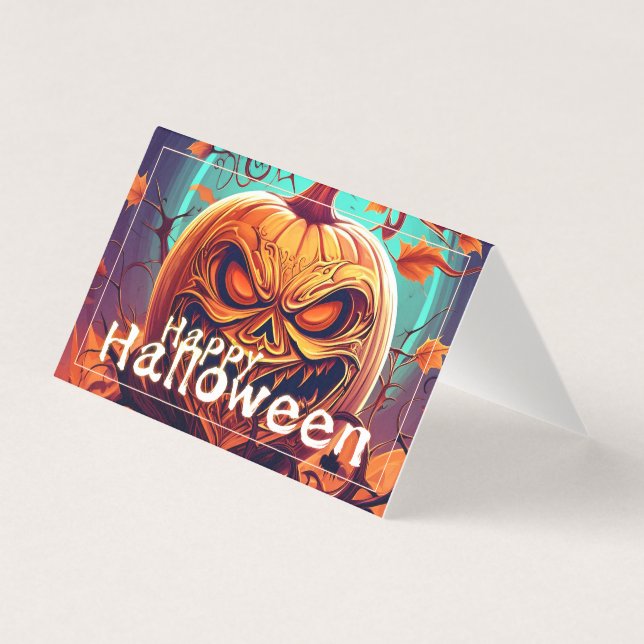 Scary Looking Orange Pumpkin with Face, Halloween (Front)