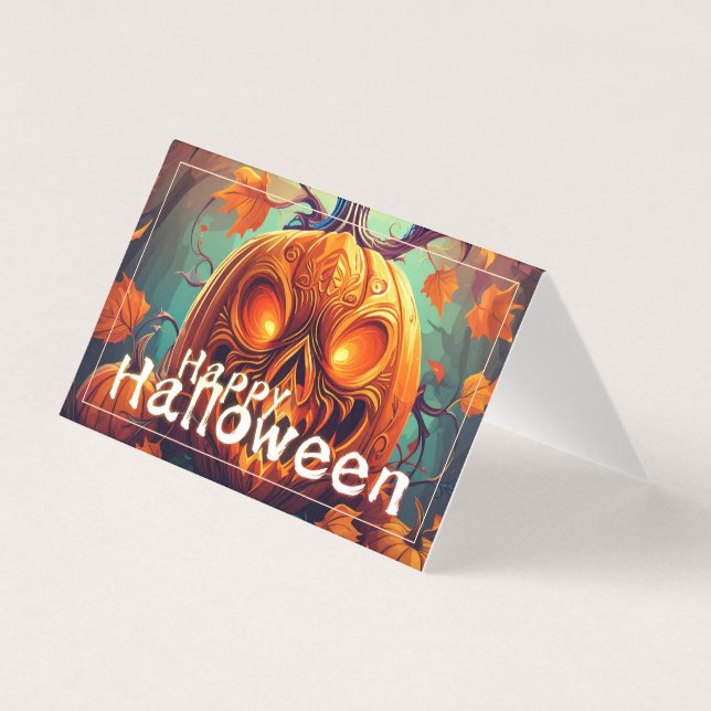 Scary Looking Orange Pumpkin with Face, Halloween (Front)