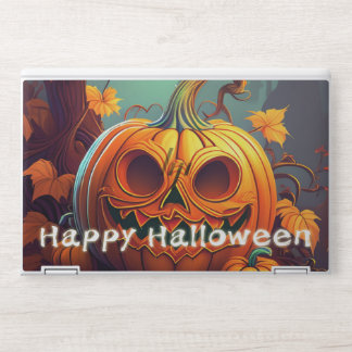 Scary Looking Orange Pumpkin with Face, Halloween HP Laptop Skin