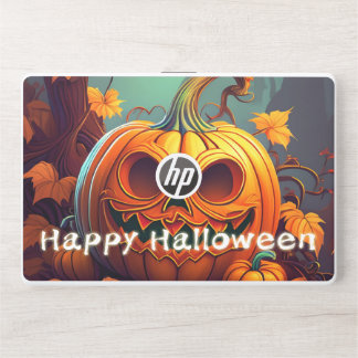 Scary Looking Orange Pumpkin with Face, Halloween HP Laptop Skin