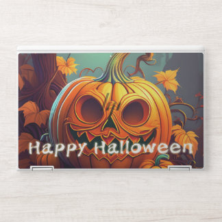Scary Looking Orange Pumpkin with Face, Halloween HP Laptop Skin