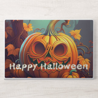 Scary Looking Orange Pumpkin with Face, Halloween HP Laptop Skin