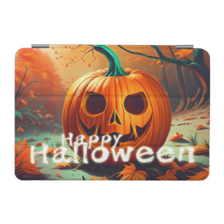 Scary Looking Orange Pumpkin with Face, Halloween iPad Mini Cover